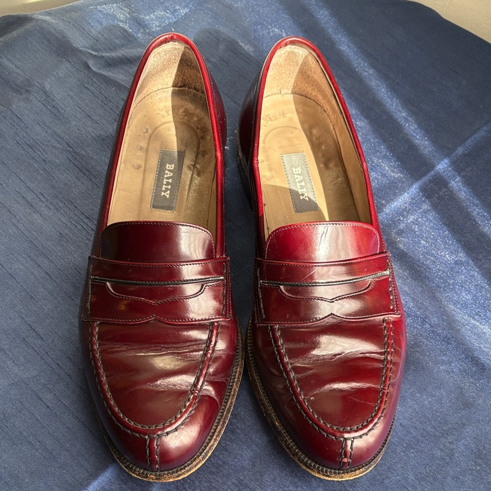 Bally Men's Burgundy Leather Loafers